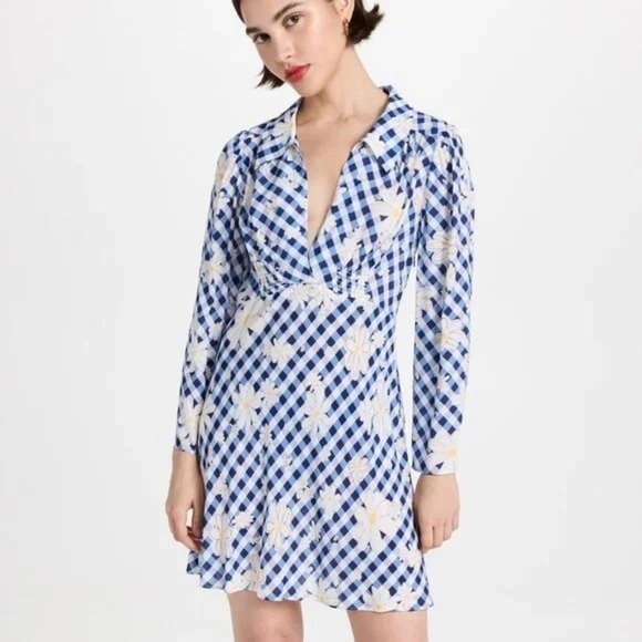 RIXO Renata Dress Riviera Daisy Check M - Picture 1 of 6